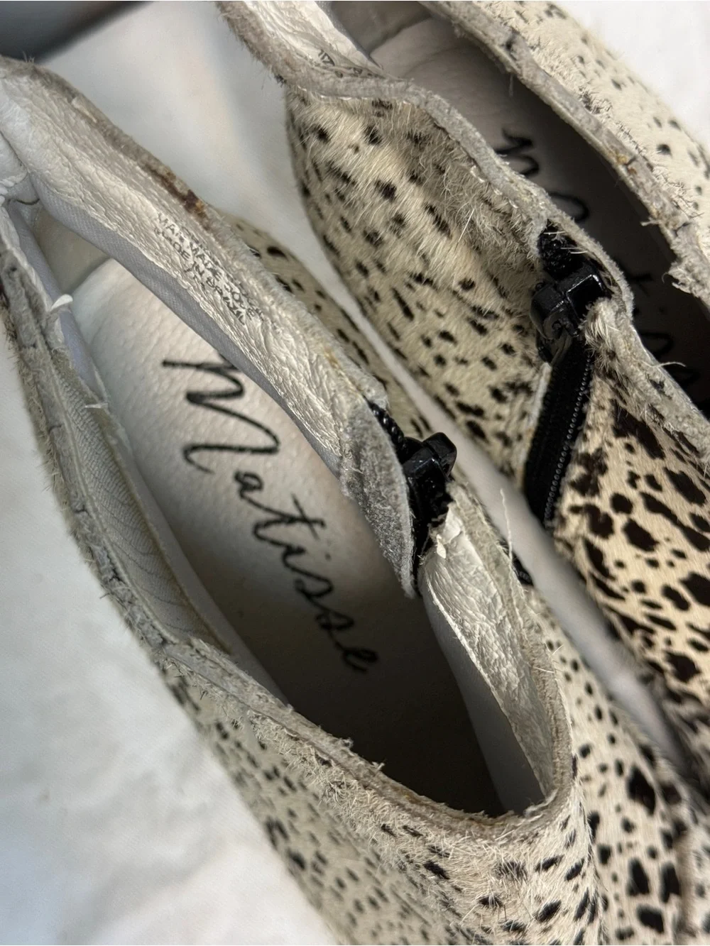 Matisse Calf Hair Spotted Wedge Booties